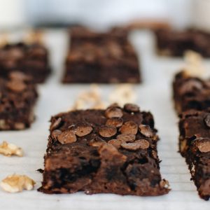 black bean brownies on a tray.